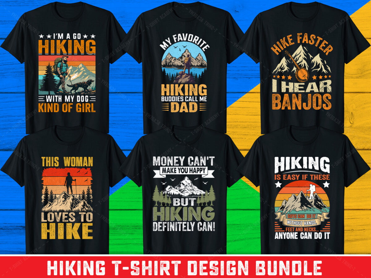 hiking t-shirt design bundle